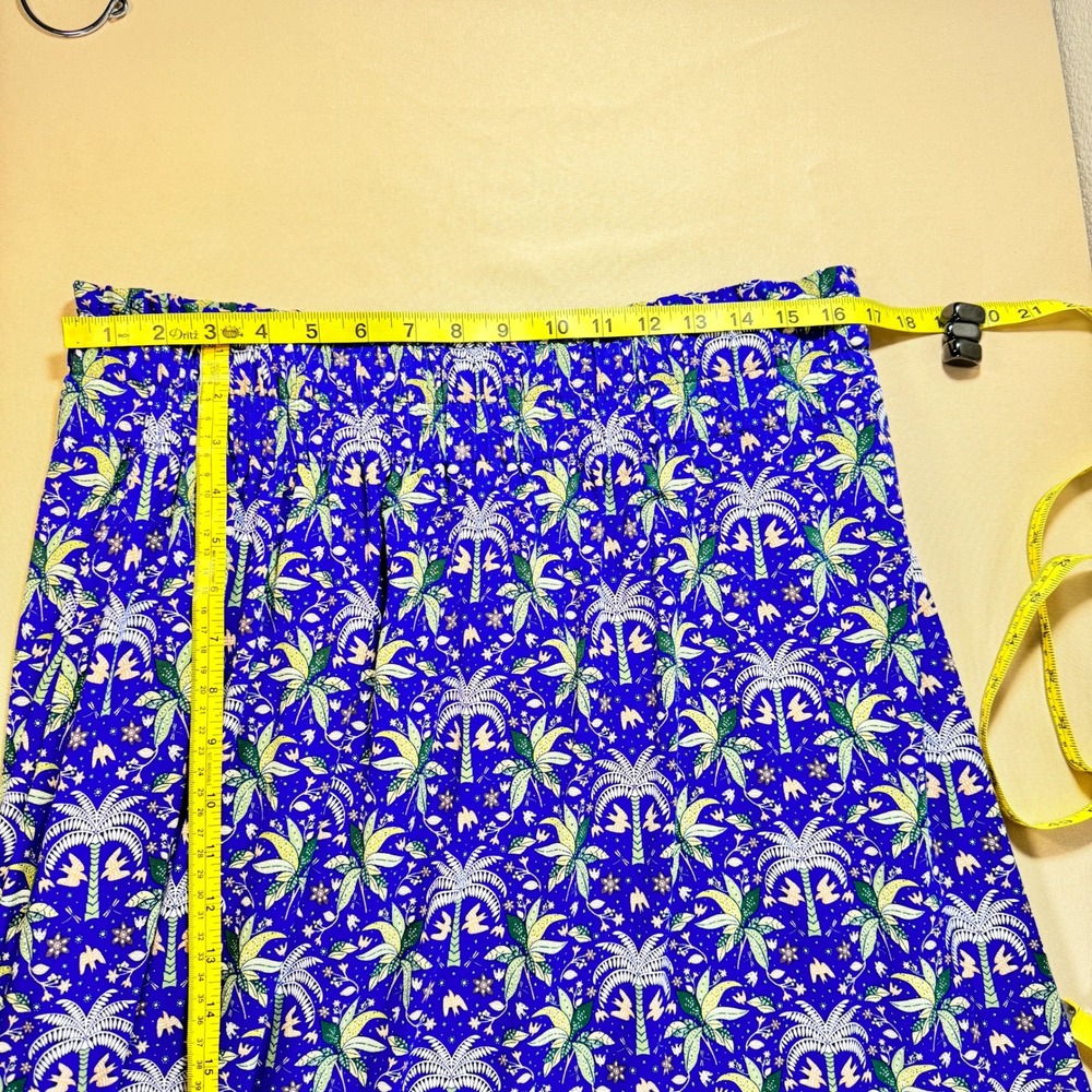 Boden Maxi Skirt Blue Palm Tree Print Elastic Waist Women's‎ US 12R Pockets NWT - Picture 6 of 16